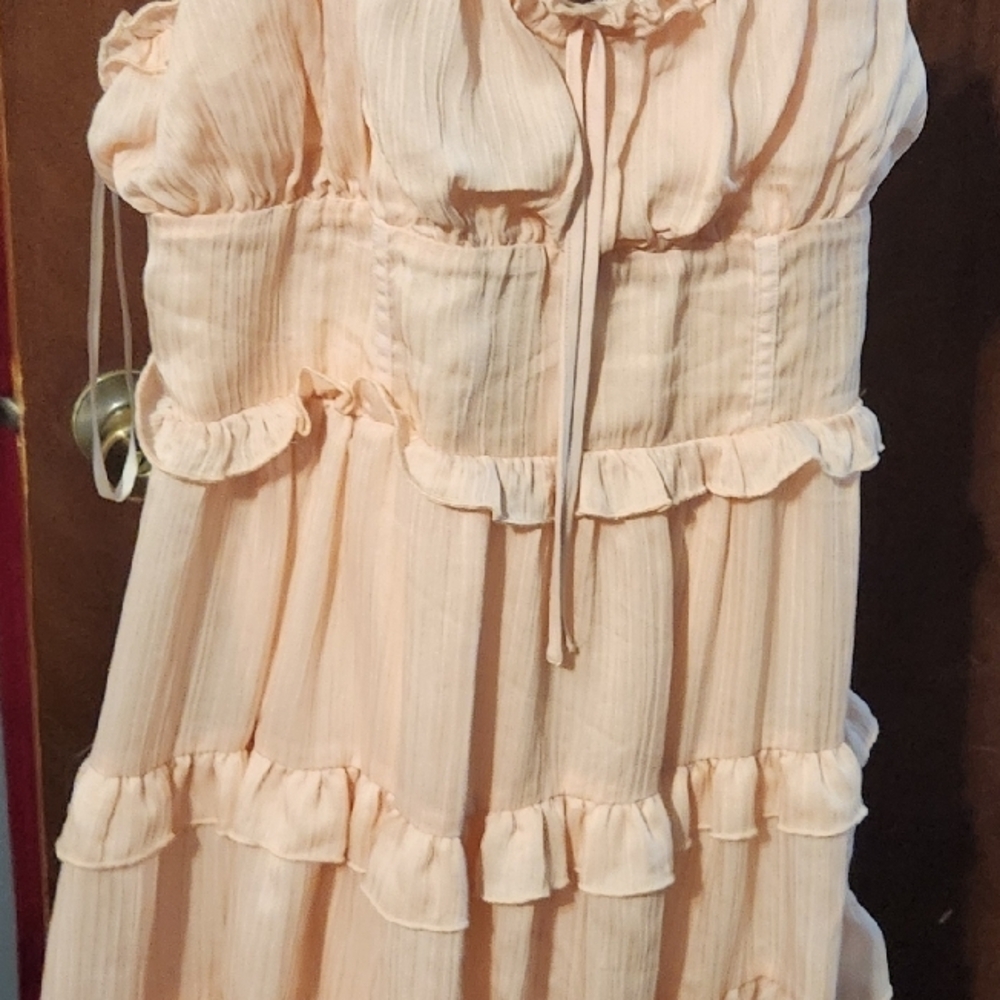 Peach Ruffled Sleeveless Dress